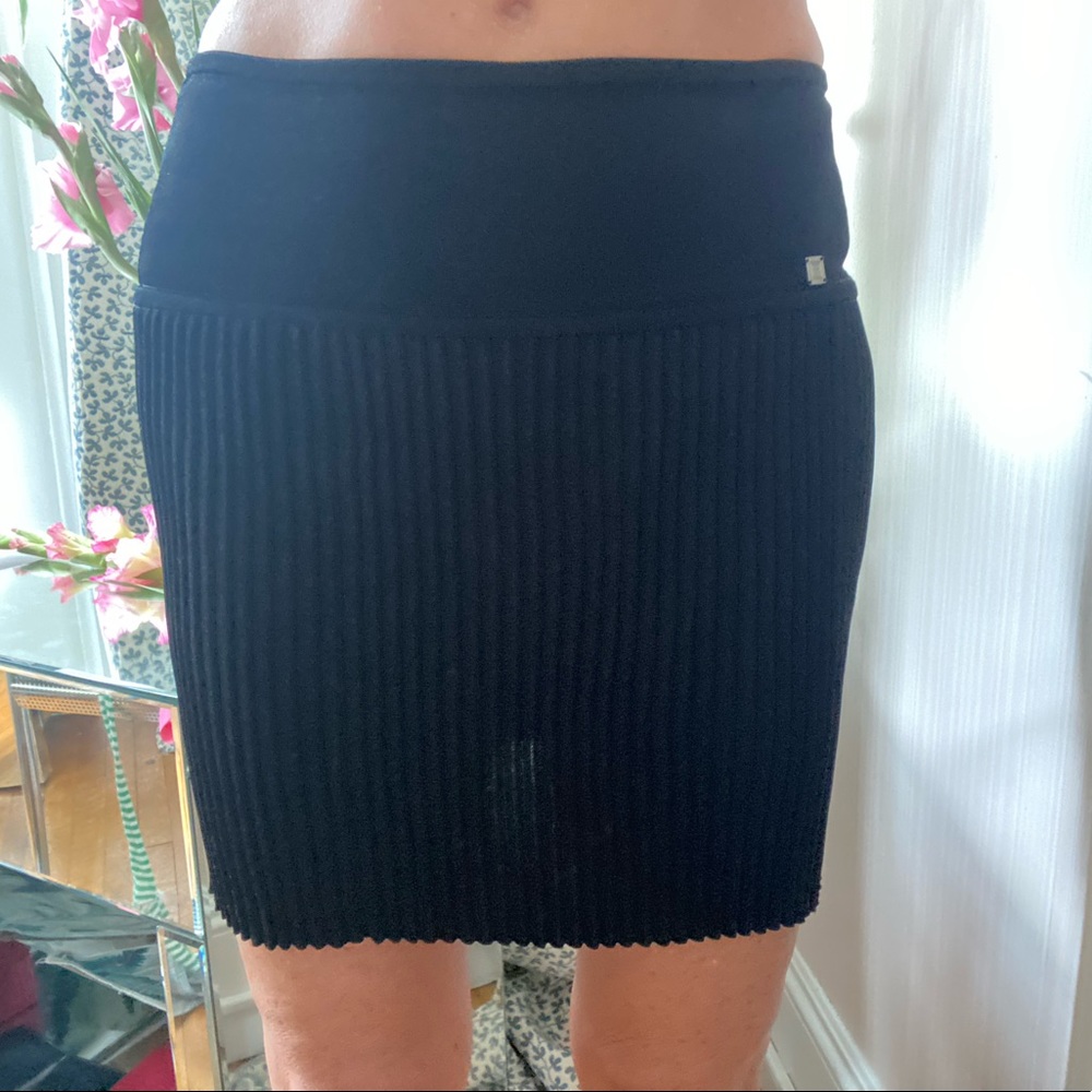 Herve Leger light knit black skirt
